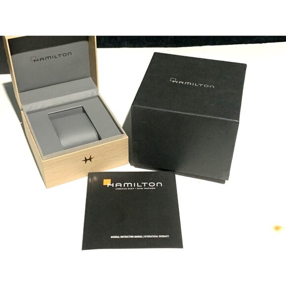 Hamilton Watch Presentation Brown Cardboard Box Display Empty With Booklet - Picture 2 of 10